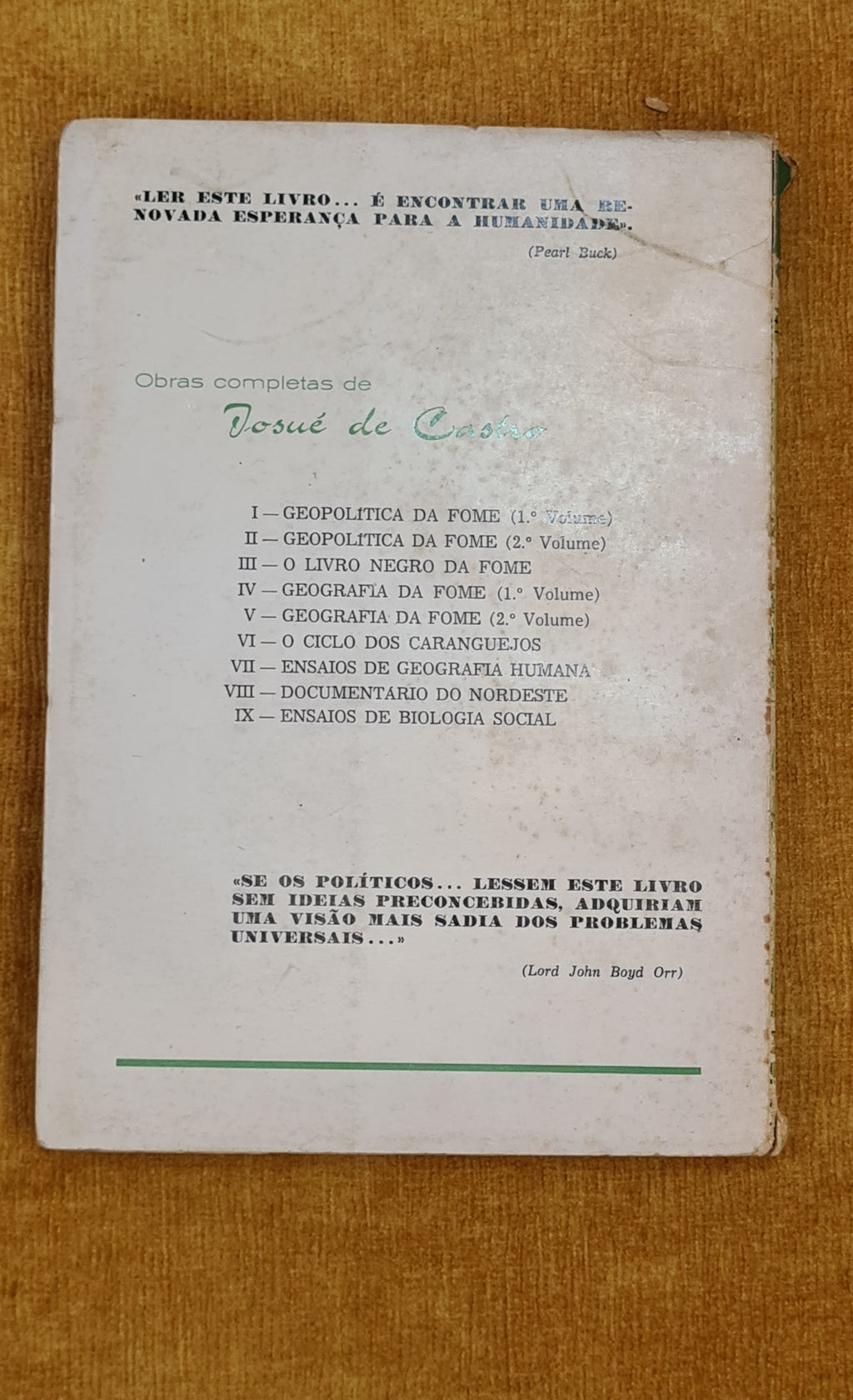 Geopolítica da fome 1º volume