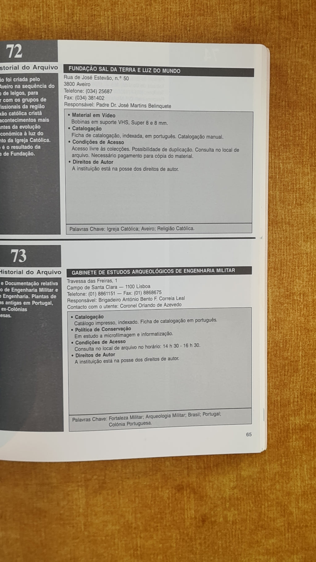Guide to Audiovisual Archives in Portugal, including the most significant Portuguese Photographic and Sound Collections