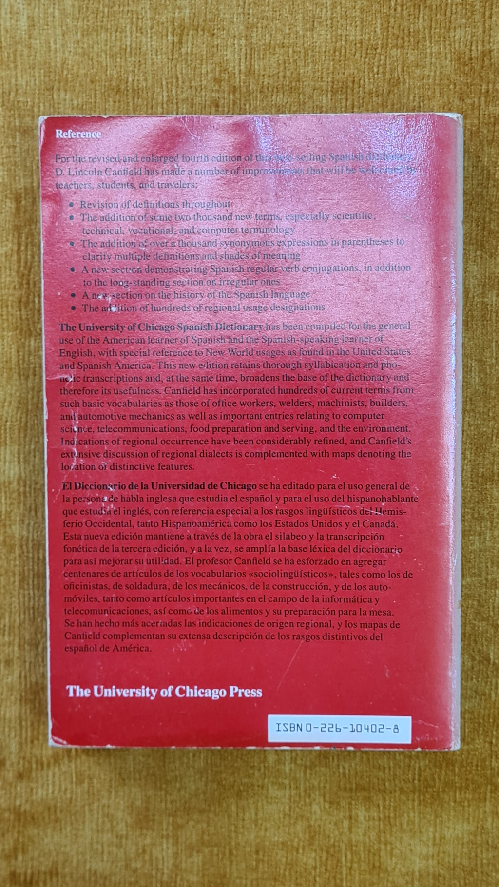 The university os chicago spanish dictionary
