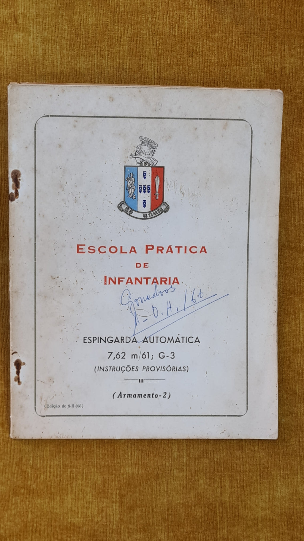 Escola prática de infantaria: Espingarda automática 7,62m/61; G-3 (instruções provisórias) - (Armamento-2)