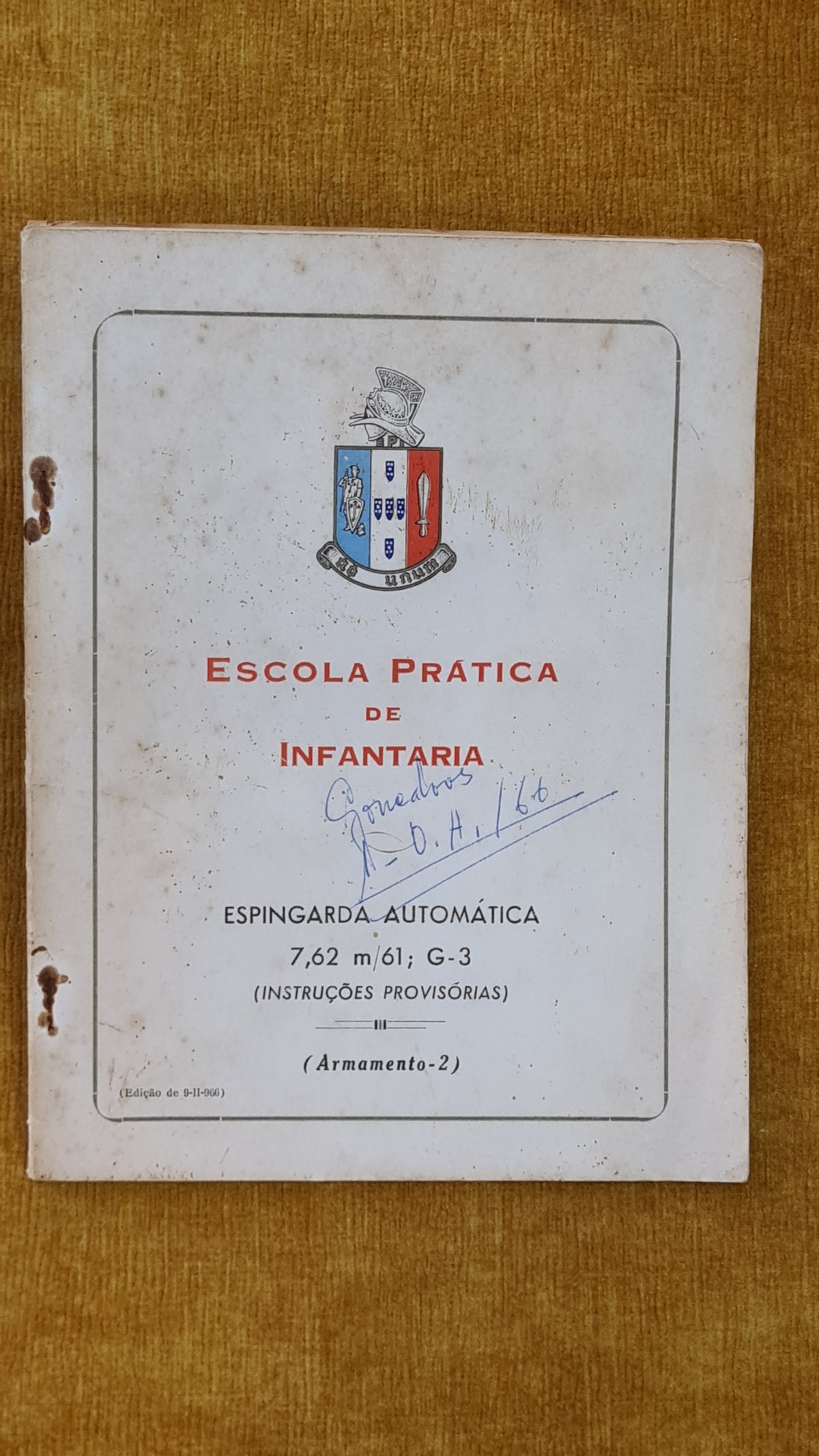Escola prática de infantaria: Espingarda automática 7,62m/61; G-3 (instruções provisórias) - (Armamento-2)