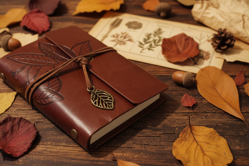 Detalhe folhas e pingente com fundo vintage