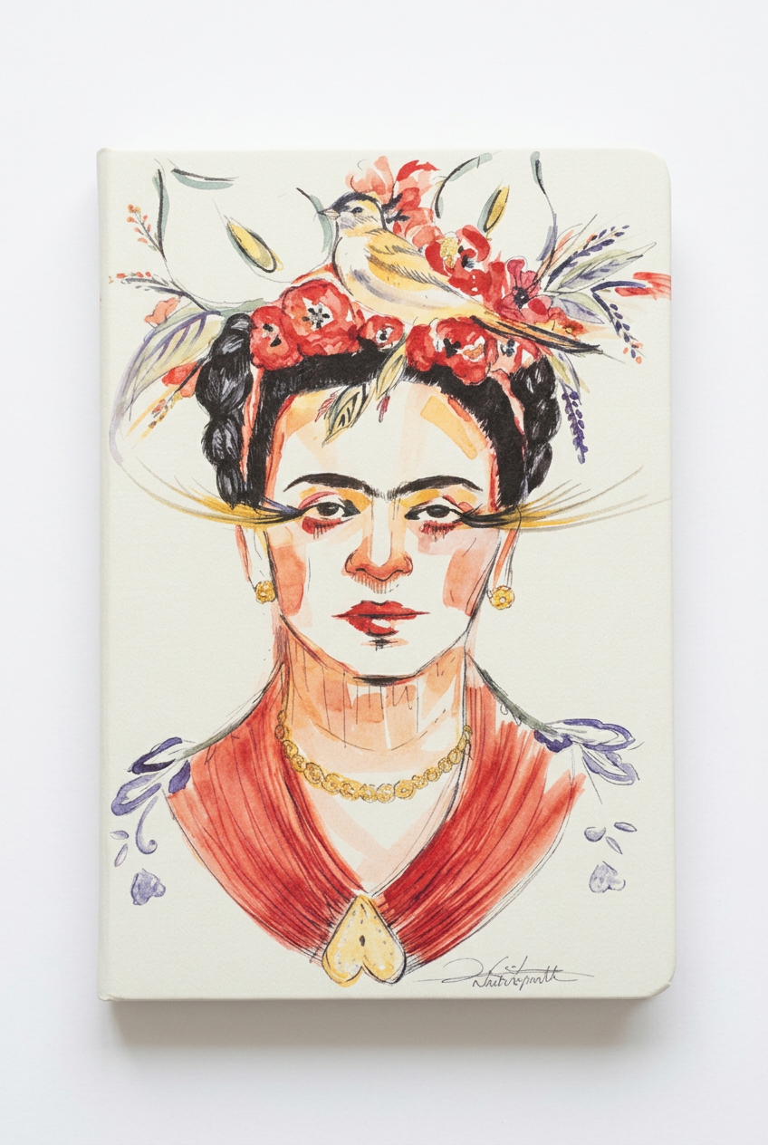 Bloco Frida Kahlo, capa sobre fundo branco (vertical)