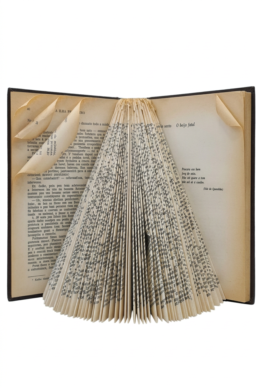 Árvore de Natal Literária com o livro aberto e as capas, sobre fundo branco (vertical)