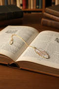 Marcador de pérola sobre livro aberto