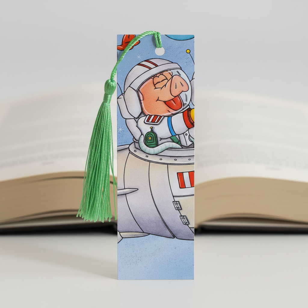 Marcador Infantil Porco Astronauta com fundo editado