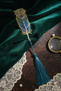 Marcador Pena de Pavão com Tassel