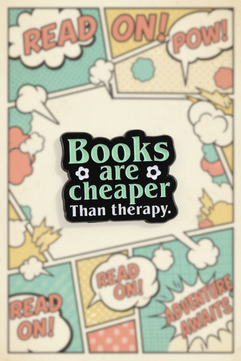 Pin Books Are Cheaper Than Therapy Fundo Claro